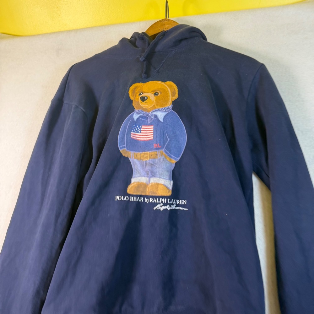 Polo Ralph Lauren Mens Poloโ Bear American Flag Hoodie Navy Blue Small 7089